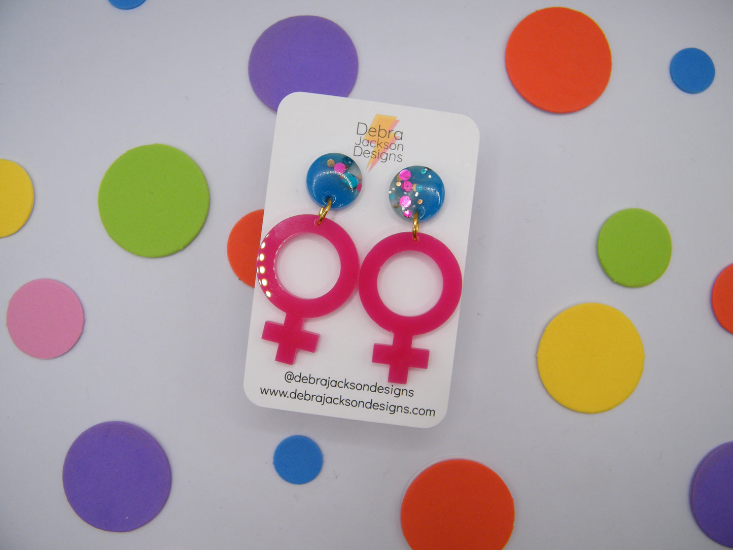 Pink and blue venus earrings