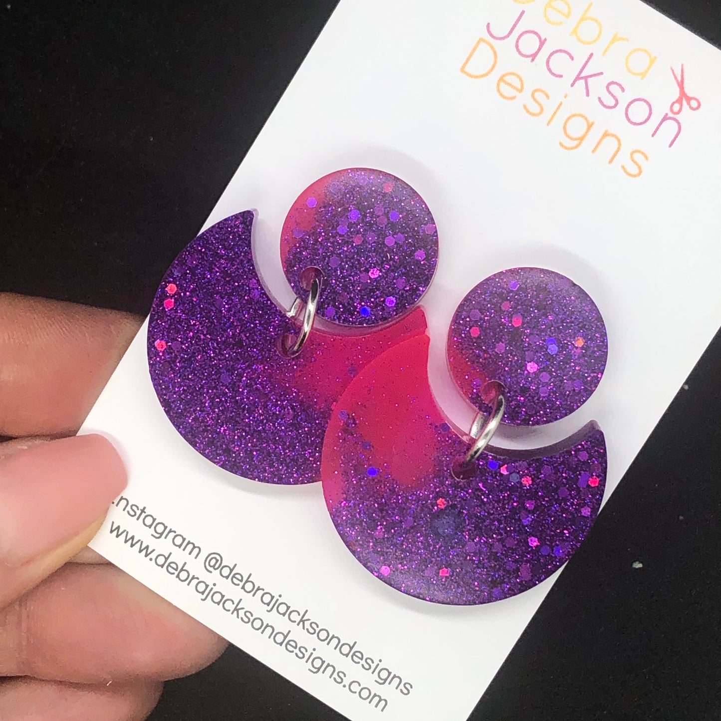 Purple and pink statement earrings