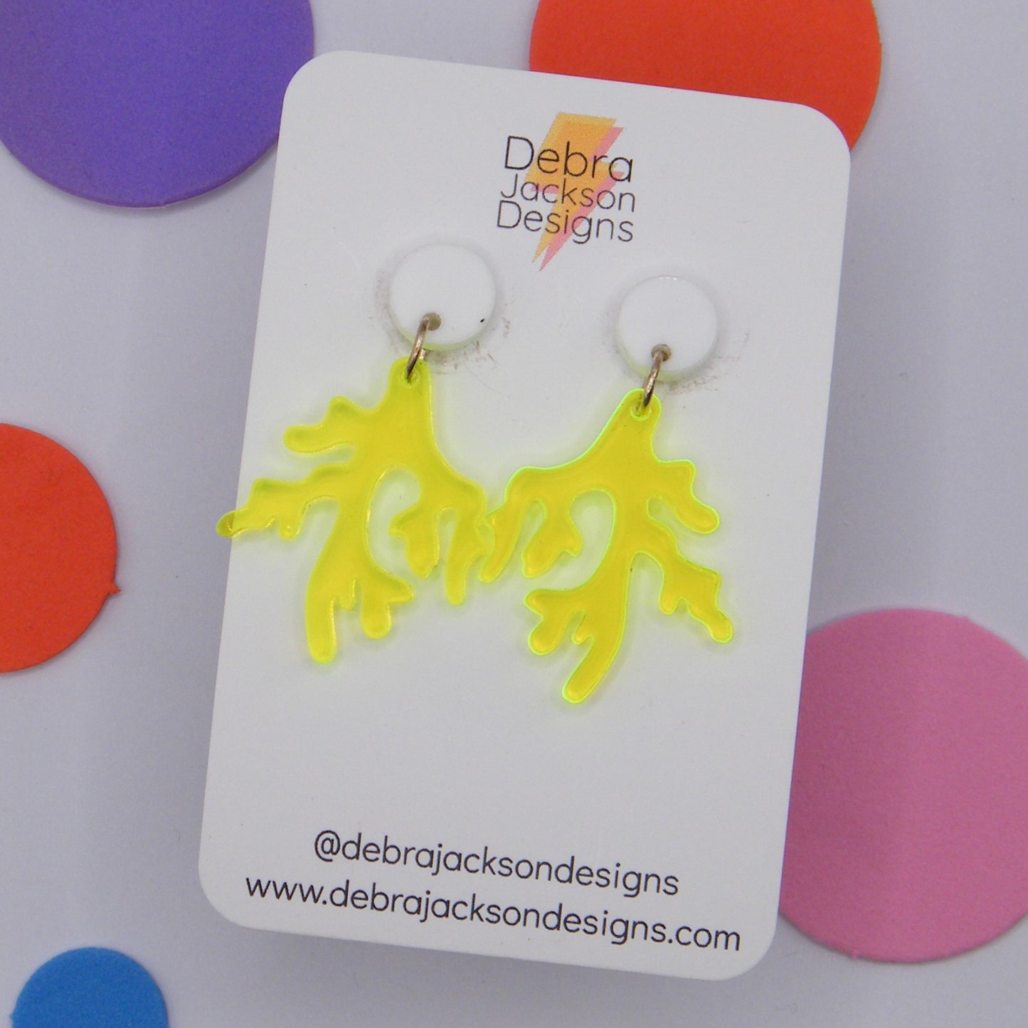 Neon coral earrings