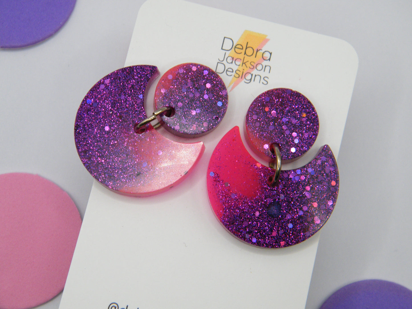 Purple and pink statement earrings