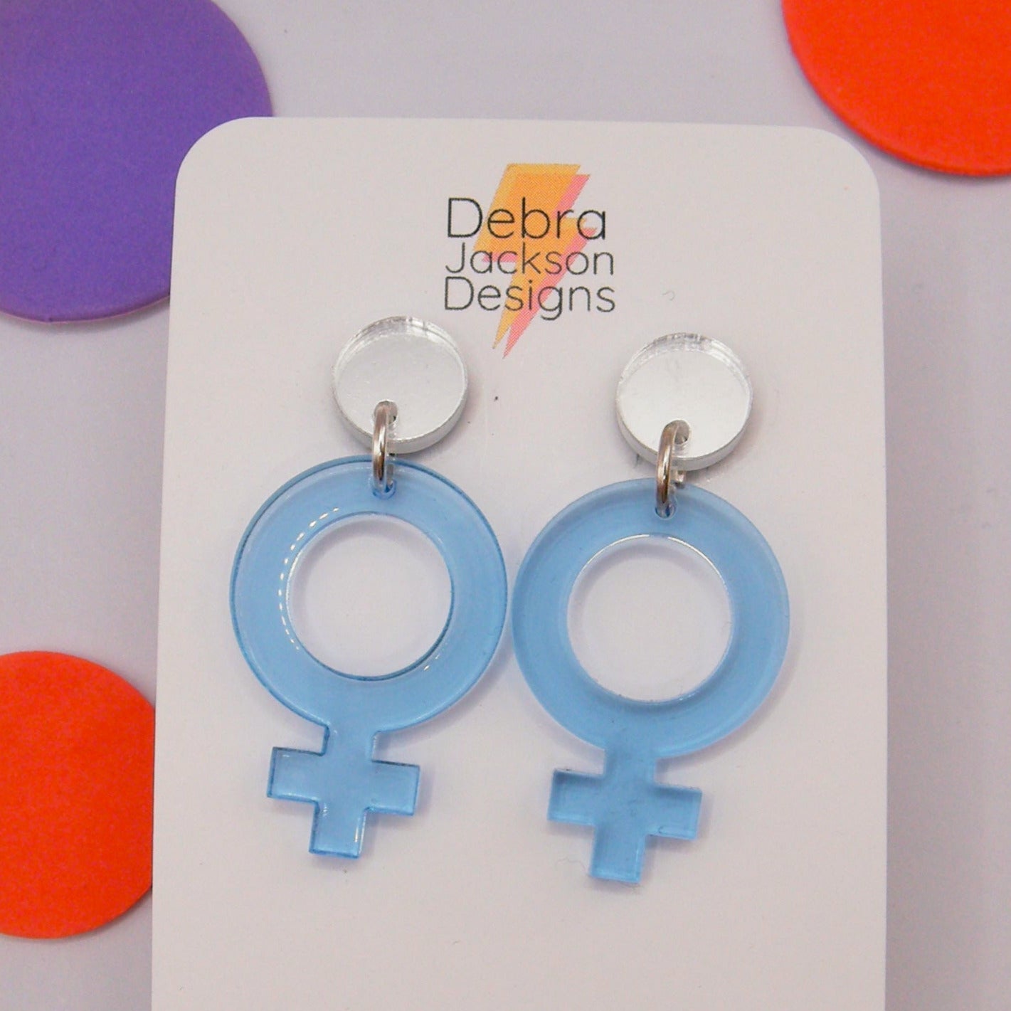 Blue and silver Venus earrings