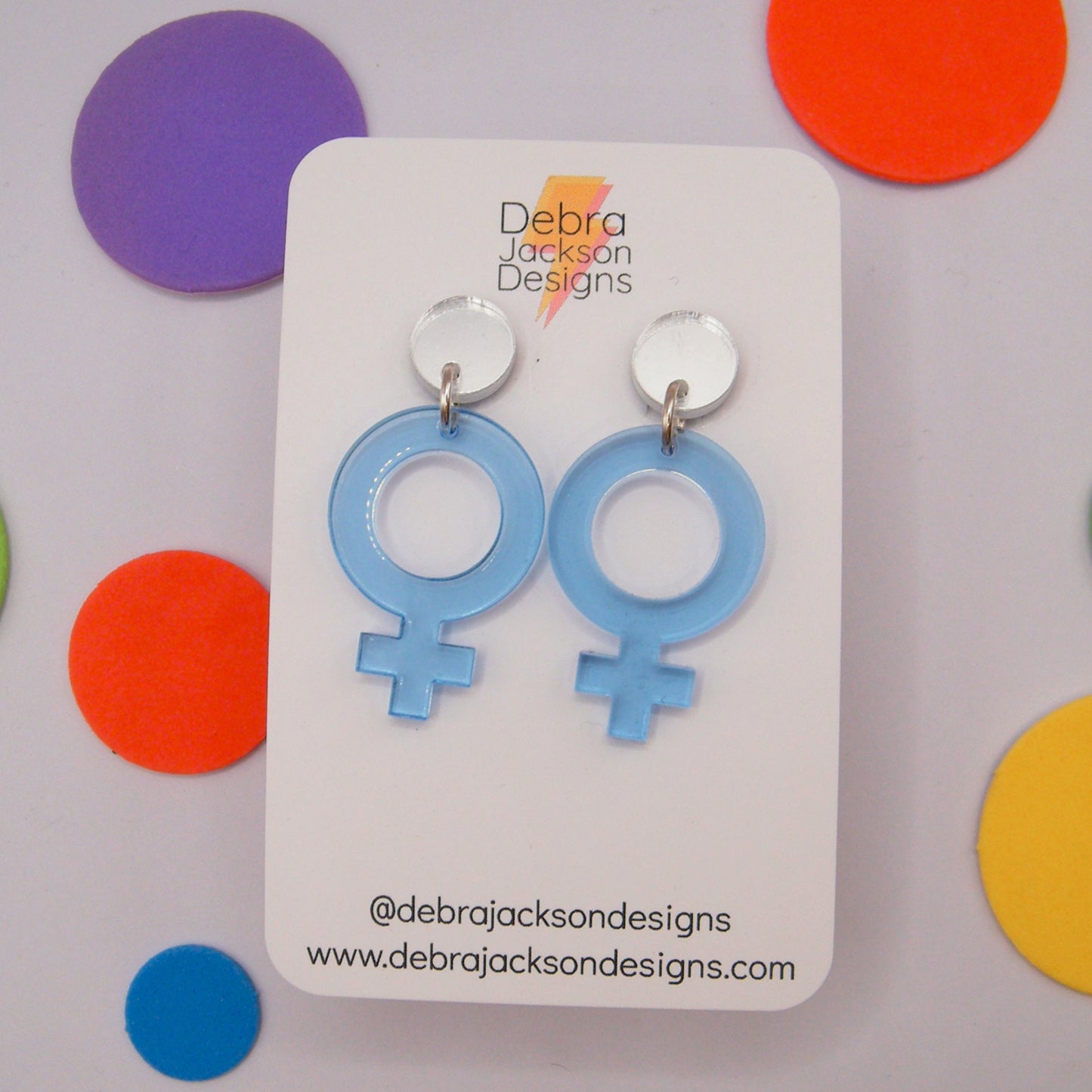 Blue and silver Venus earrings