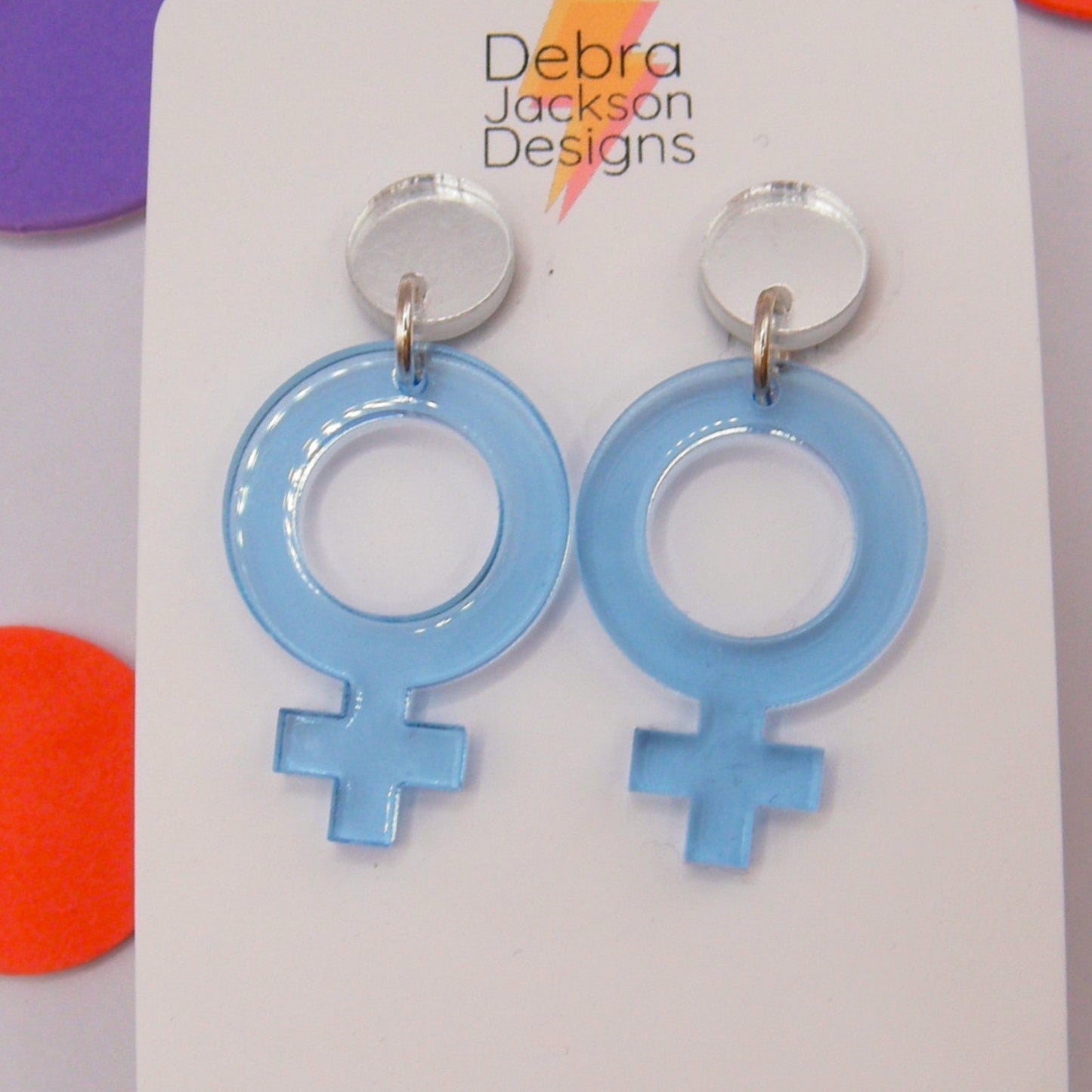 Blue and silver Venus earrings