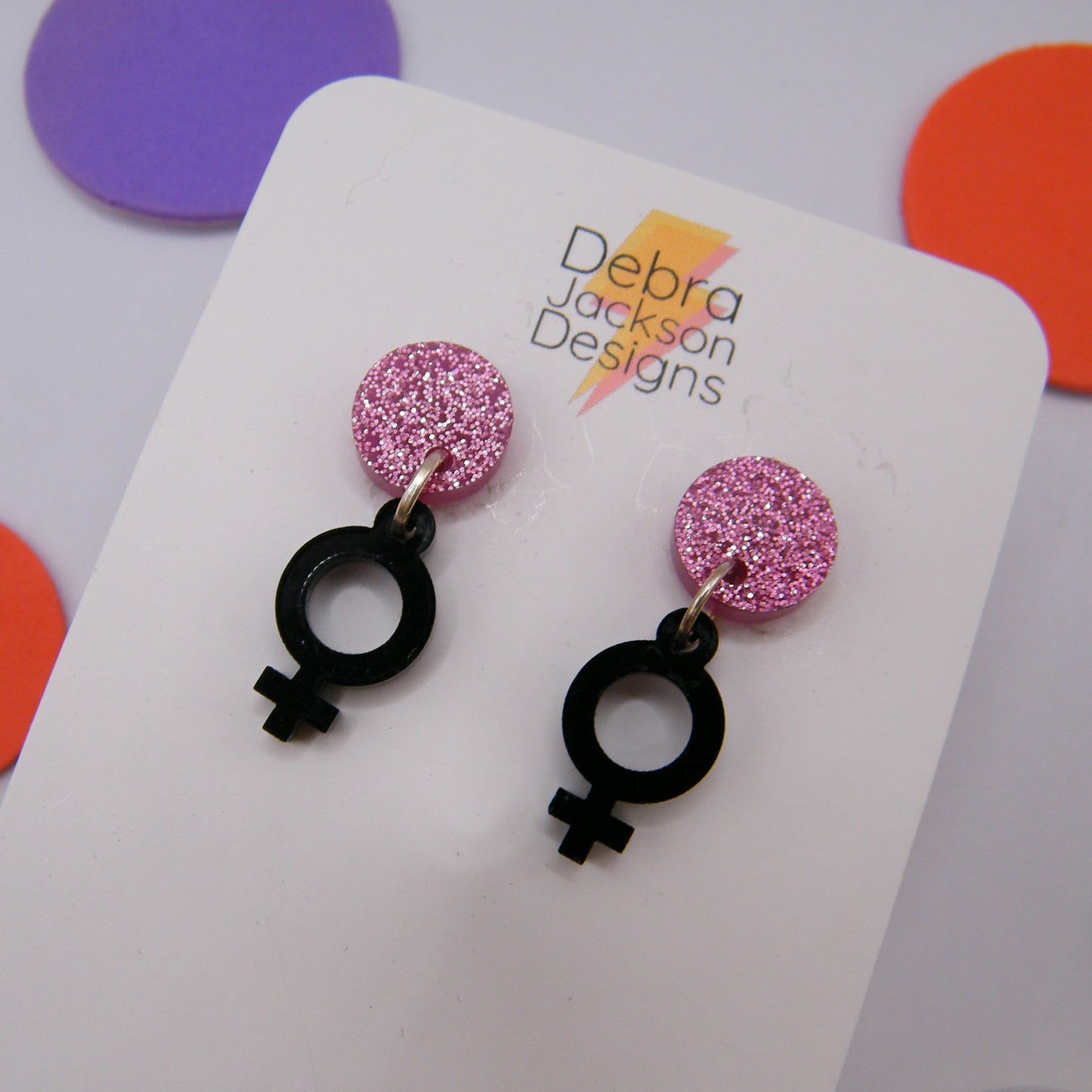 Black and pink mini venus earrings