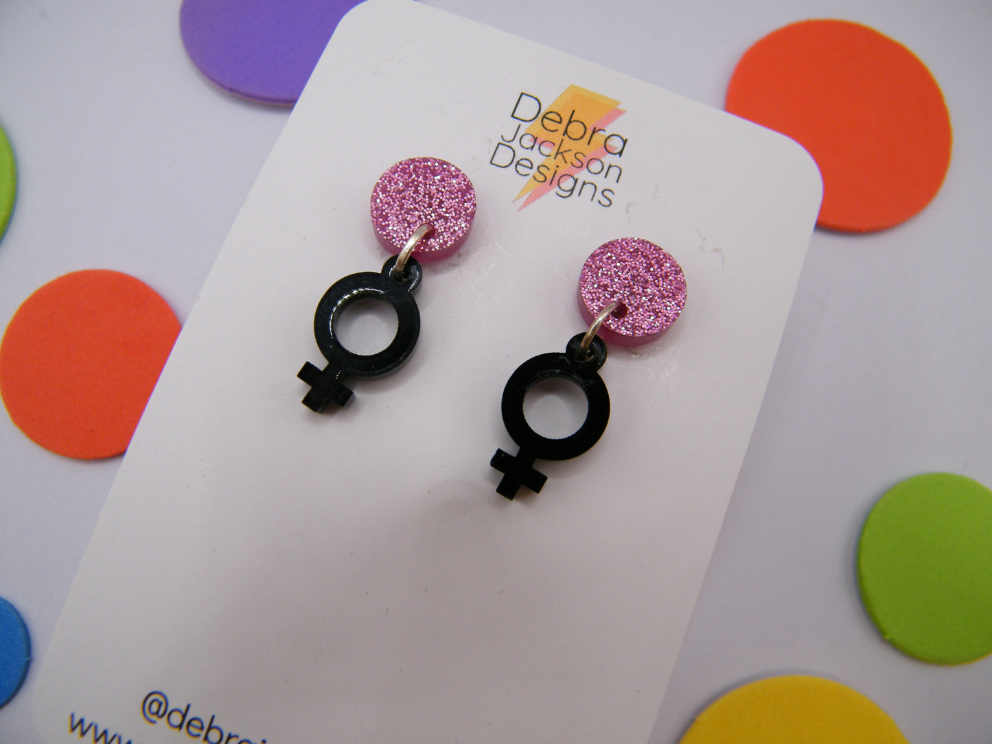 Black and pink mini venus earrings