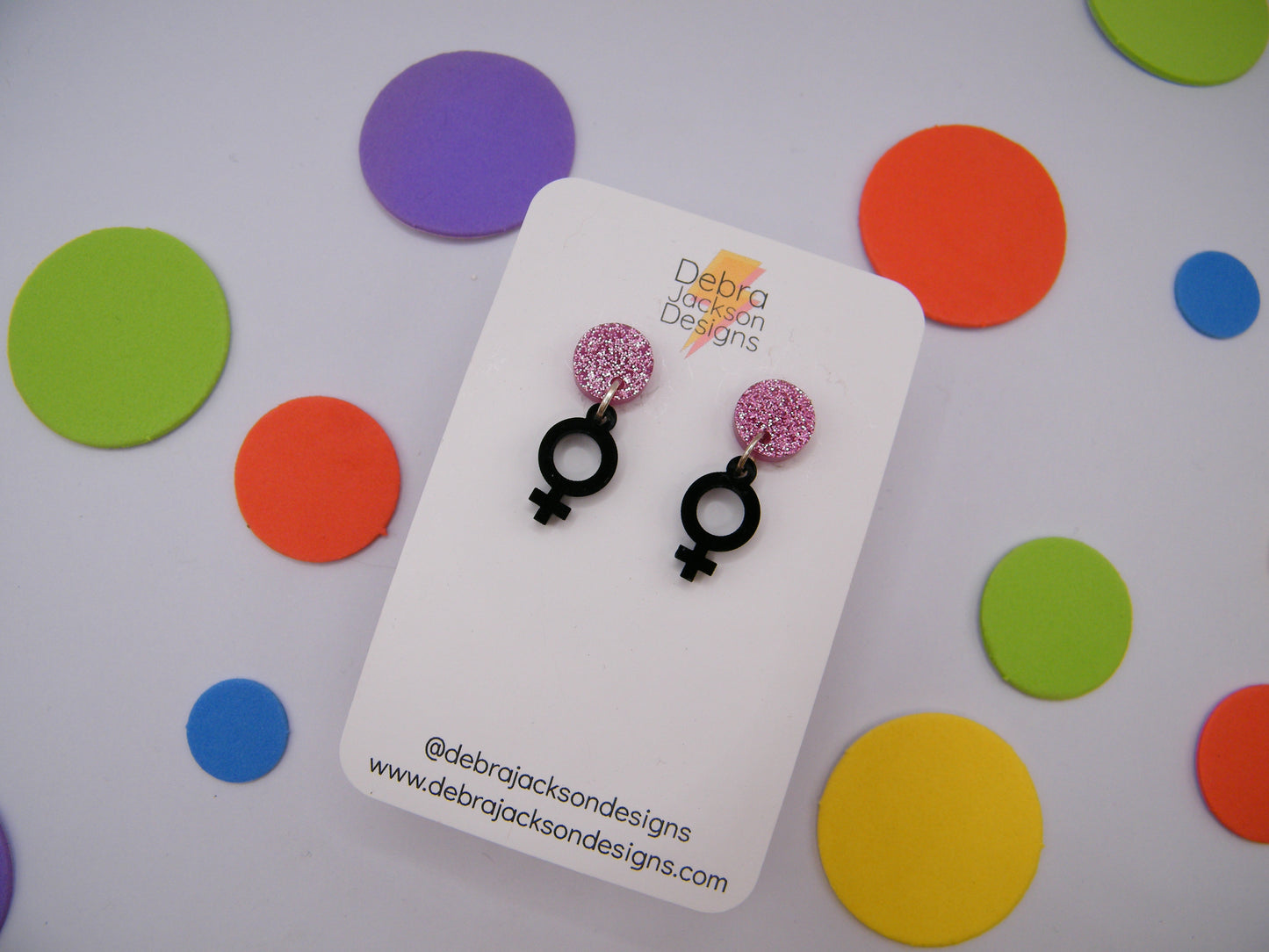 Black and pink mini venus earrings