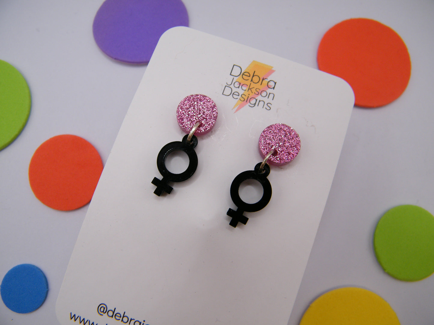 Black and pink mini venus earrings