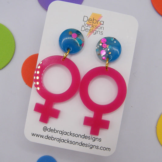 Pink and blue venus earrings