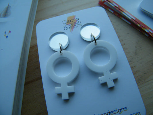 White mirror venus earrings