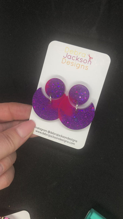 Purple and pink statement earrings