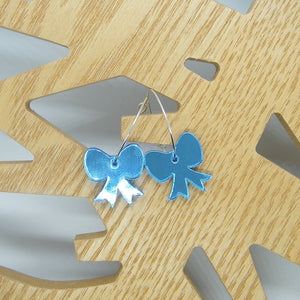 Blue mirrored bow hoops