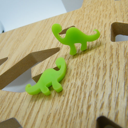 Green dinosaur stud earrings