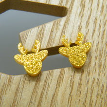 Load image into Gallery viewer, Gold deer stud earrings