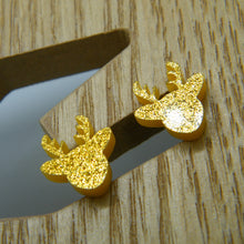 Load image into Gallery viewer, Gold deer stud earrings