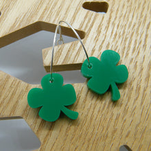 Load image into Gallery viewer, Lucky clover hoop earrings