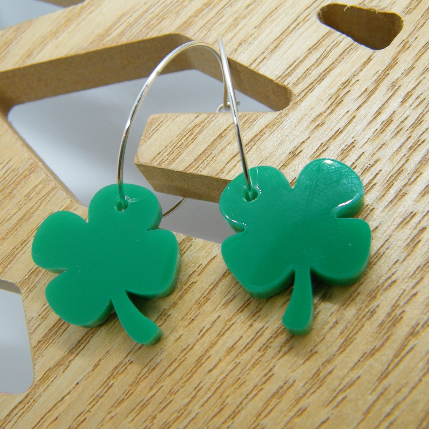 Lucky clover hoop earrings