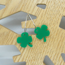 Load image into Gallery viewer, Lucky clover hoop earrings