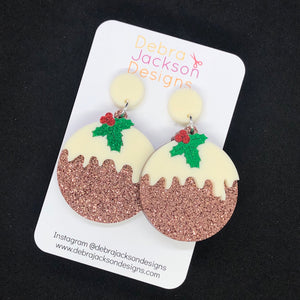 Christmas pudding earrings