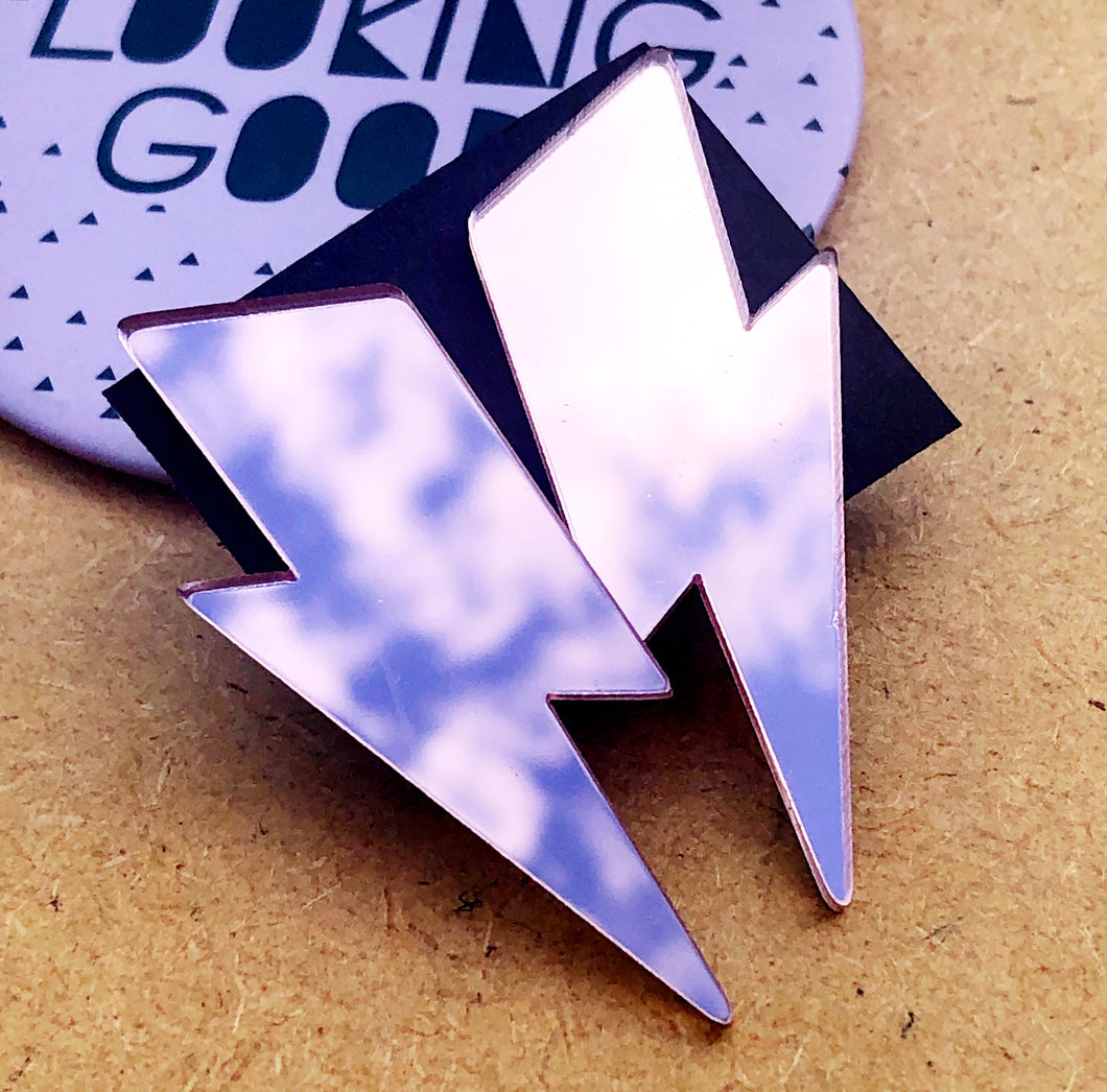 Big lightning bolt stud earrings