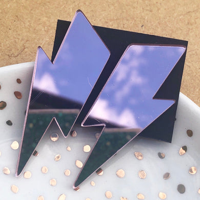 Big lightning bolt stud earrings