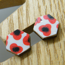 Load image into Gallery viewer, Red Poppy stud earrings