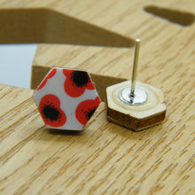 Load image into Gallery viewer, Red Poppy stud earrings