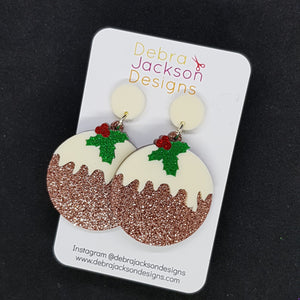 Christmas pudding earrings