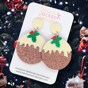 Christmas pudding earrings