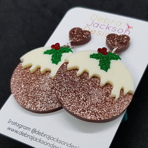 Christmas pudding earrings