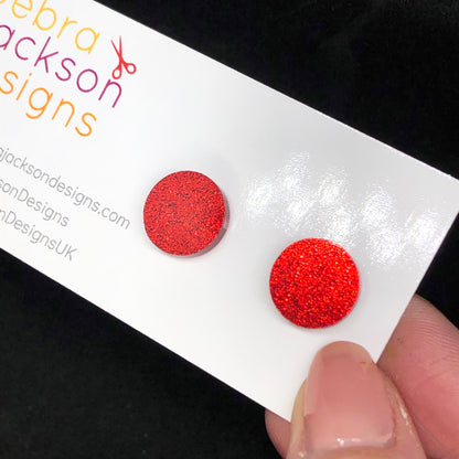 Glitter round stud earrings (four colours available)
