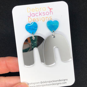 Silver mirror arch earrings