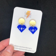Load image into Gallery viewer, Blue diamond earrings
