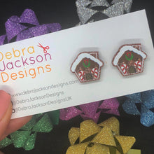 Load image into Gallery viewer, Gingerbread house stud earrings
