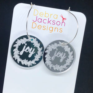 Christmas joy hoop earrings