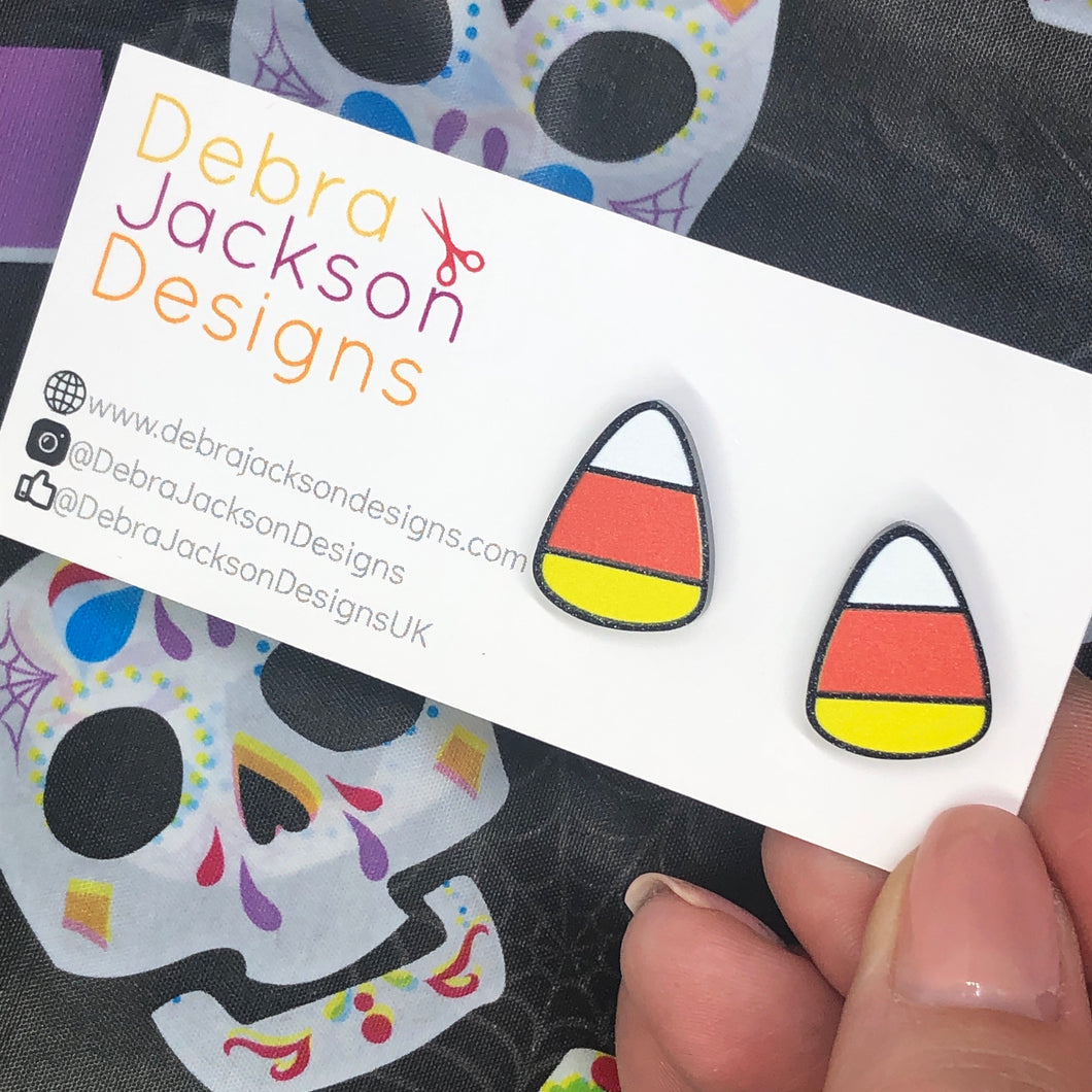 Candy corn stud earrings