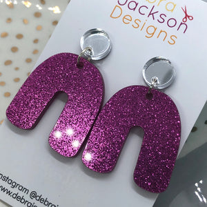 Pink and silver arches earrings