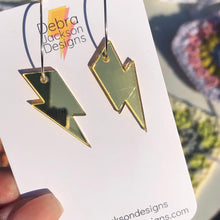 Load image into Gallery viewer, Lightning bolt hoop earring (available in gold, silver and pink)