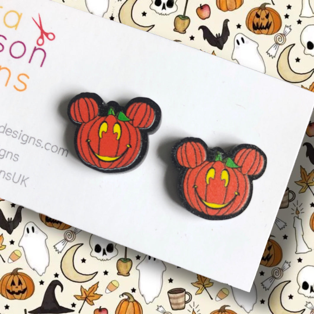 Pumpkin mouse stud earrings