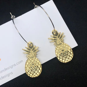 Gold pineapple hoop earrings