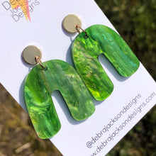 Load image into Gallery viewer, Green galaxy arch earrings