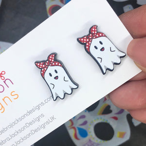 Rockabilly ghost stud earrings