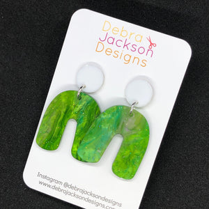Green galaxy arch earrings