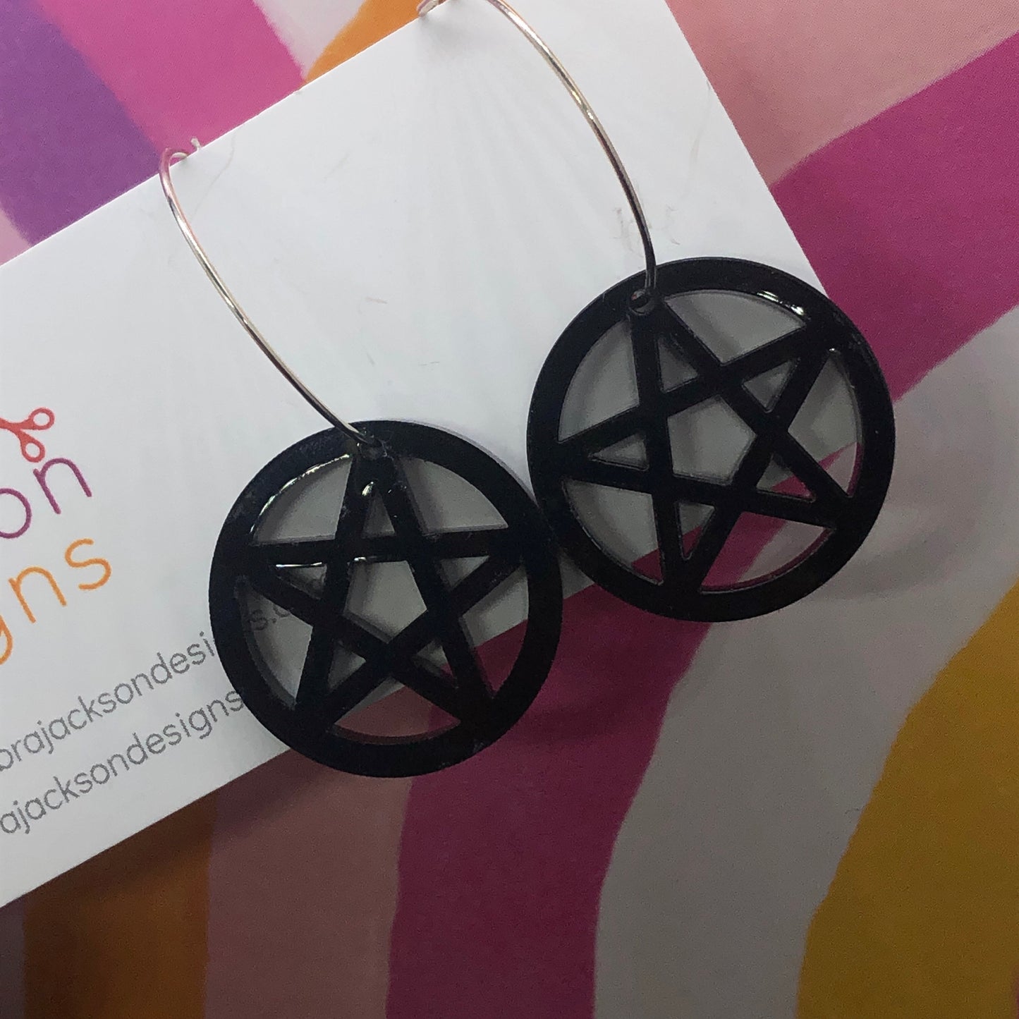 Pentagram hoop earrings