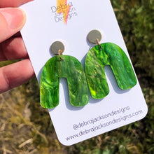 Load image into Gallery viewer, Green galaxy arch earrings