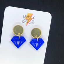 Load image into Gallery viewer, Blue diamond earrings