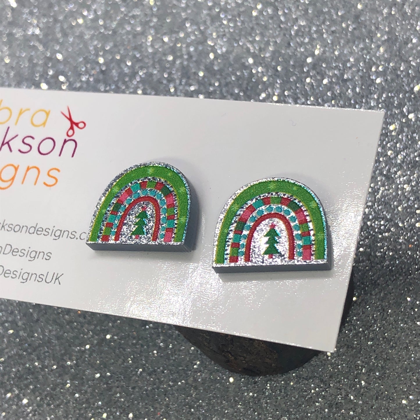 Christmas rainbow stud earrings