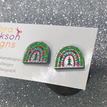 Load image into Gallery viewer, Christmas rainbow stud earrings