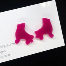 Load image into Gallery viewer, Pink roller boot stud earring