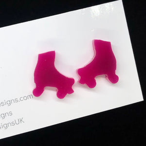 Pink roller boot stud earring