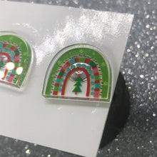 Load image into Gallery viewer, Christmas rainbow stud earrings